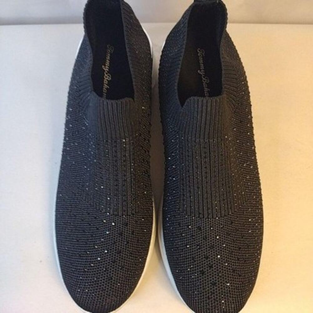 Tommy Bahama Shoes Womens Size 9.5 Black Knit Rhinestone Slip On Sneakers